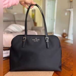 Sold- Kate Spade Shoulder Bag, Black Nylon w/ Leather Trim, EUC